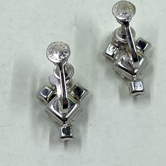 Jay Flex Sterling Silver Signed Vintage Rhinestone Screwback Earrings - Picture 7 of 10